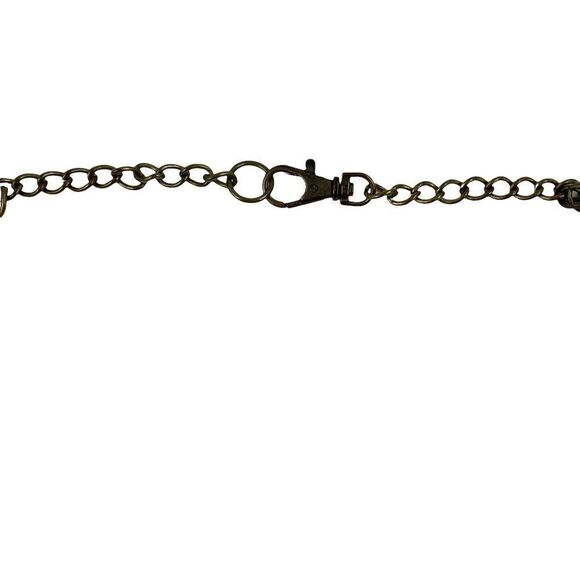 Brass Tone Metal Chain Concho Belt Rust orange Stones Boho Artsy - Picture 5 of 7